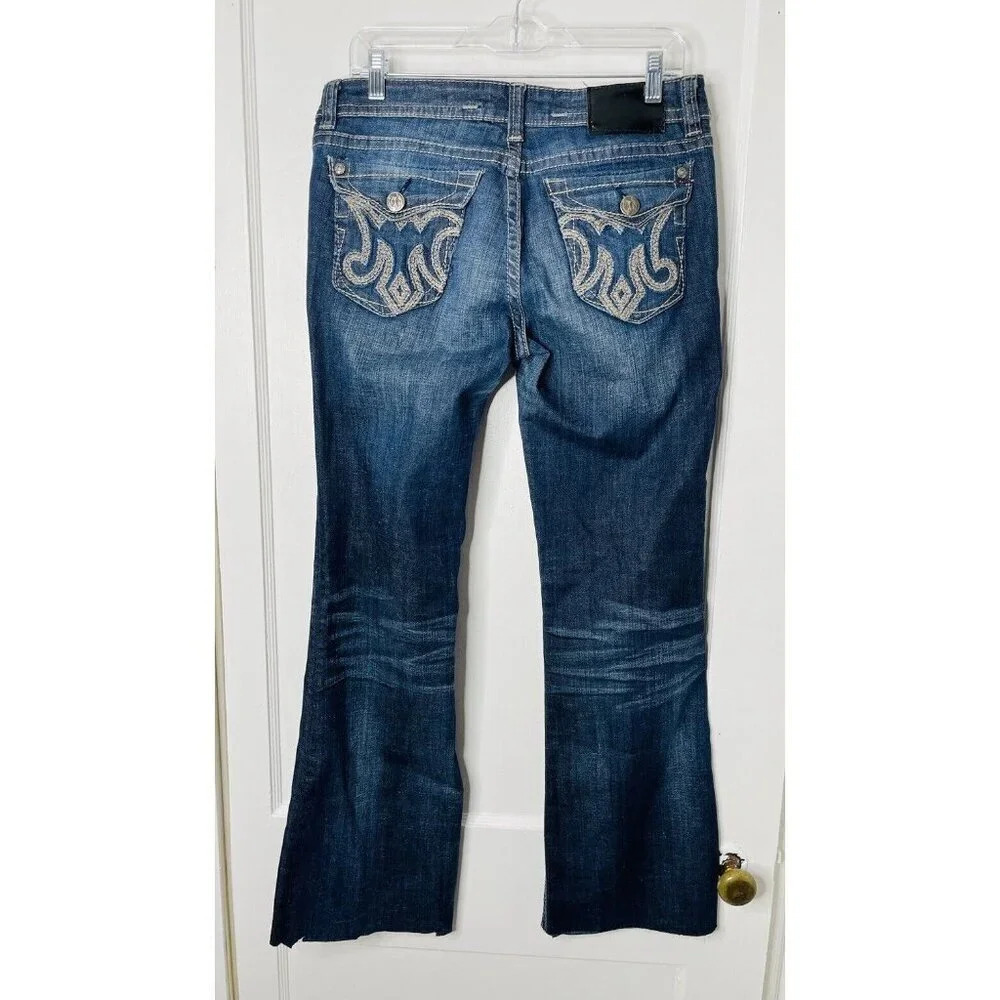 MEK DNM Jeans Womens 30 / 32 Tarfaya Bootcut Medium Wash Embroidered Distressed